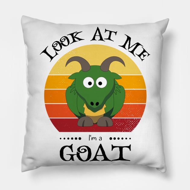 Funny Halloween Retro Vintage Goat Pillow by Art master