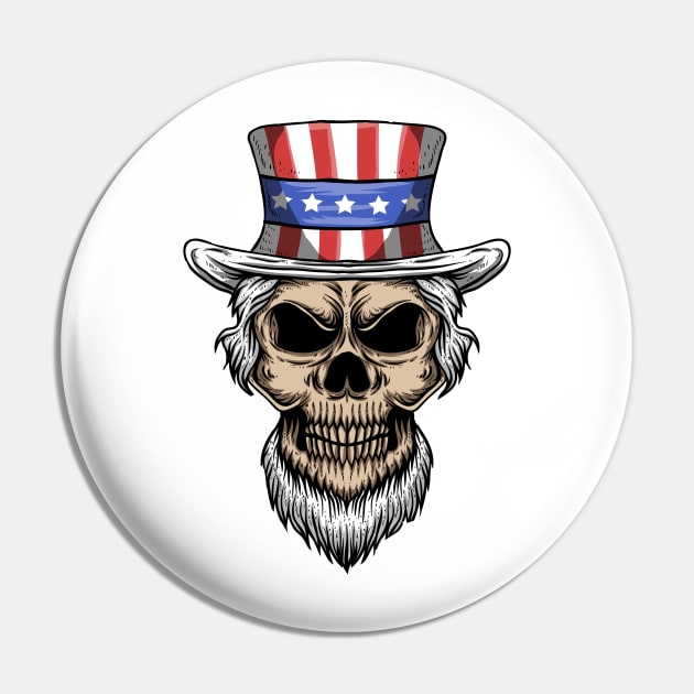 Uncle Sam Skull 4th of July American Patriotic Gift Pin by Ramadangonim