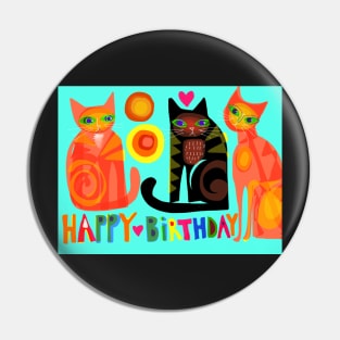 Happy Birthday cats Pin