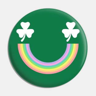 Rainbow Shamrock Smiley Pin