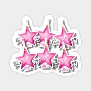 Collage of Christmas Pink Stars with Peace Love and Joy Magnet