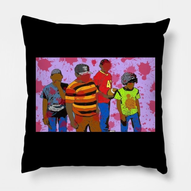 Boyz in da Hood Pillow by Ruby Dust 