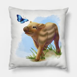 Baby Warthog and Butterfly Pillow