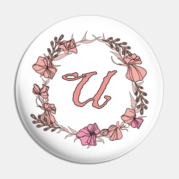 Letter U Rose Pink Initial Monogram - Letter u Pin by Tilila