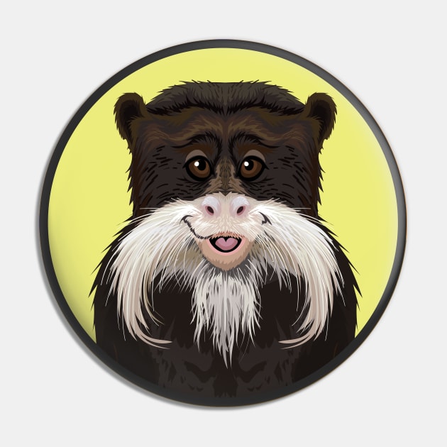 Emperor Tamarin Circle Pin by Peppermint Narwhal