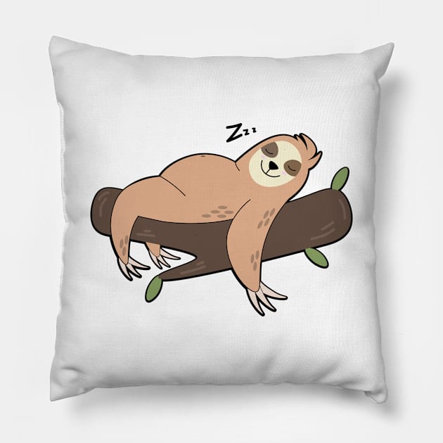cute sloth Pillow by Karroart