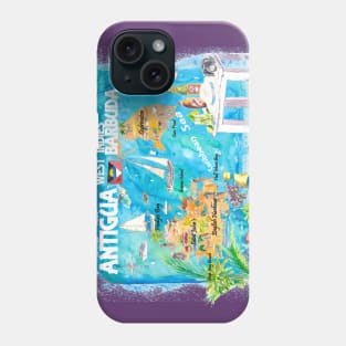 Antigua_Illustrated_Travel_Map_With_RoadsM Phone Case