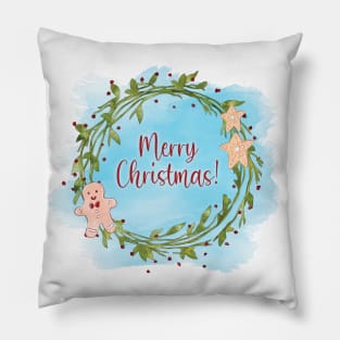 Merry Christmas Wreath Pillow