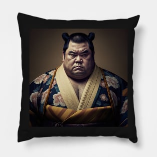 Sumo Wrestler Kimono Drawing Illustration Pillow
