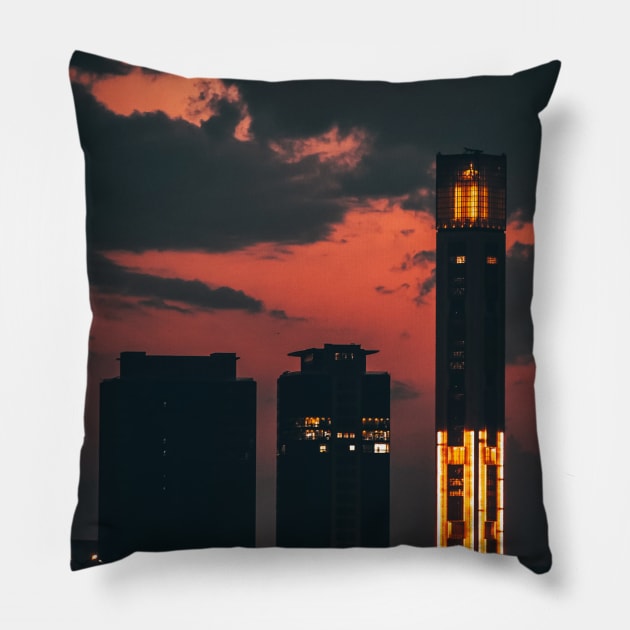 sunset cloudy orange sky Pillow by HBNios