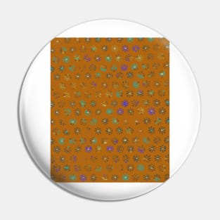 Petroglyph Sun Print, faded pattern on copper brown rust dark orange Pin