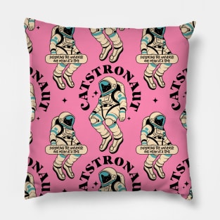Astronaut Black Cat Pattern in pink Pillow