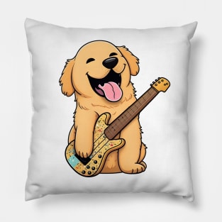 Golden Retriever Bass Player Pillow