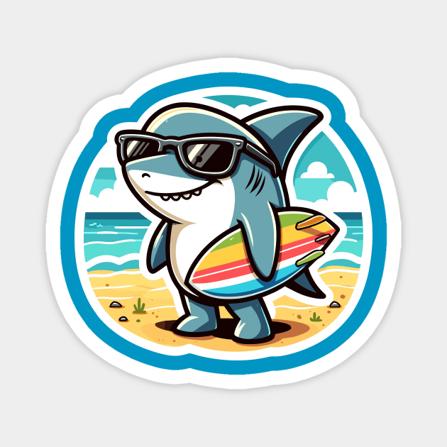 Shark Surfer Magnet by Muslimory