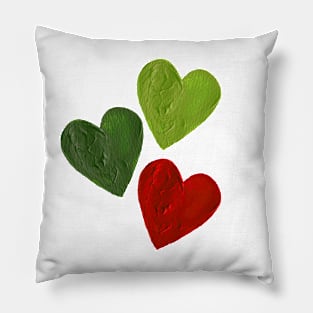 Scattered Hearts - Green and Red Pillow