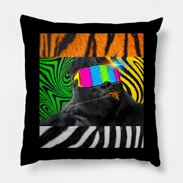 Gorilla with Sunglasses Pillow by The Sherwood Forester