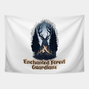 Enchanted Forest Guardians - bonefire - Forest Deer Tapestry