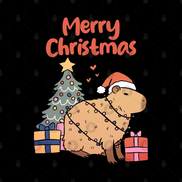 Merry Christmas a cute capybara ready for Christmas by Yarafantasyart