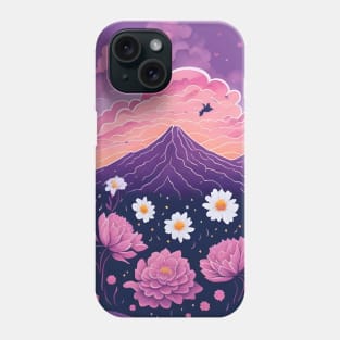 Aesthetic Mountain and Flowers Phone Case