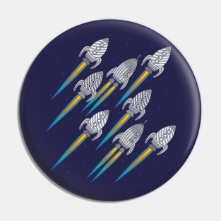 BLAST OFF! Outer Space Rocket Spaceship Interstellar Space Travel Exploration with Stars - UnBlink Studio by Jackie Tahara Pin