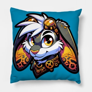 Steampunk Neon Furry Anthro Bunny Rabbit Pillow