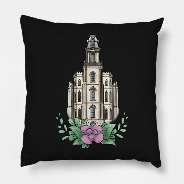 Manti LDS Temple Pillow by trippyart