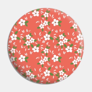 Orange White Pastel Color Flower Pattern Pin