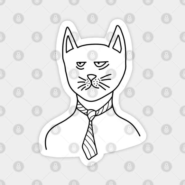 Tired Cat with Tie Magnet by Dani Draws