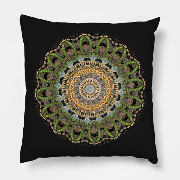 Jaded Mandala 16 Facets Pillow by CRSMarshall