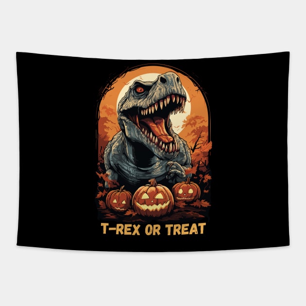 T-Rex or Treat - halloween t-rex Tapestry by LoffDesign