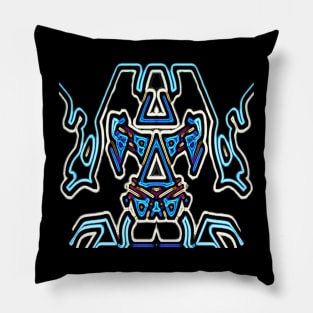 Angry Robot Neon Blue Pillow