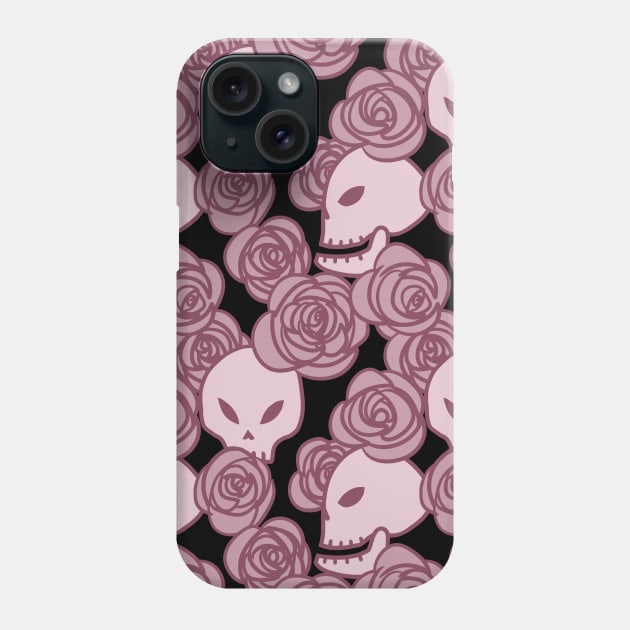 Skulls and Roses (Pink) Phone Case by inatorinator