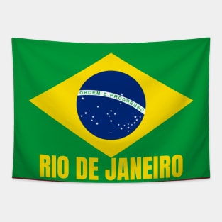 Rio de Janeiro City in Brazilian Flag Tapestry