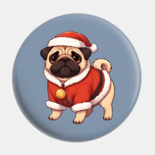 Cute Christmas Pug Santa Pin