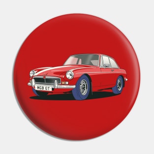 MGB GT Vintage Car in Flame Red Pin