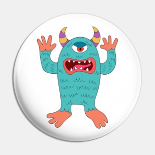 One-eyed Halloween alien monster cartoon drawing. Pin