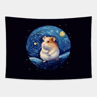 Scared Hamster, van gogh style, starry night, Post-impressionism Tapestry