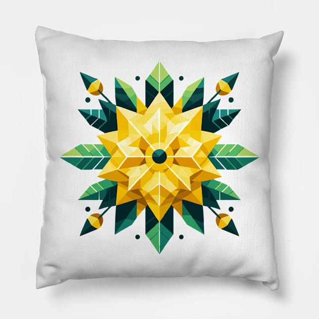 Abstract Yellow Flower Pillow by Siha Arts