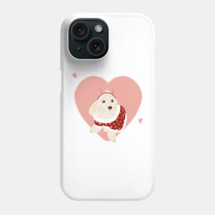 Maltipoo Puppy wearing Valentines Heart Sweater Phone Case