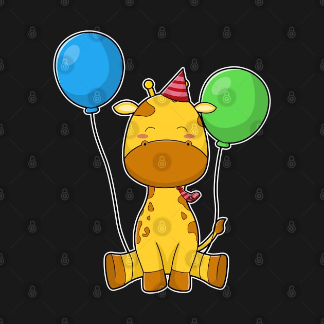 Giraffe at Birthday with Balloons by Markus Schnabel