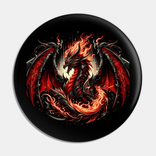 Flaming dragon heavy metal ghotic Pin