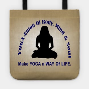 Make YOGA - A Way Of Life - Peach-Brown Wall Art. Tote