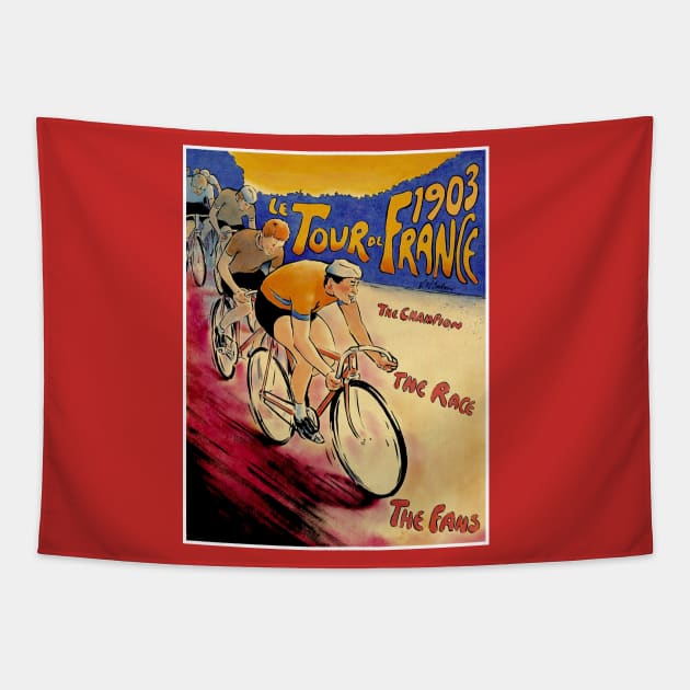 Tour De France Vintage 1903 Bicycle Racing Print Tapestry by posterbobs