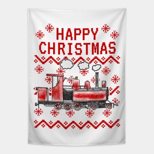 Steam Train Ugly Christmas Rail Enthusiast Tapestry