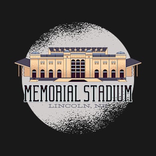 Memorial Stadium/ the Stadium and Text That Read Memorial Stadium and Lincoln Ne Landmarks T-Shirt