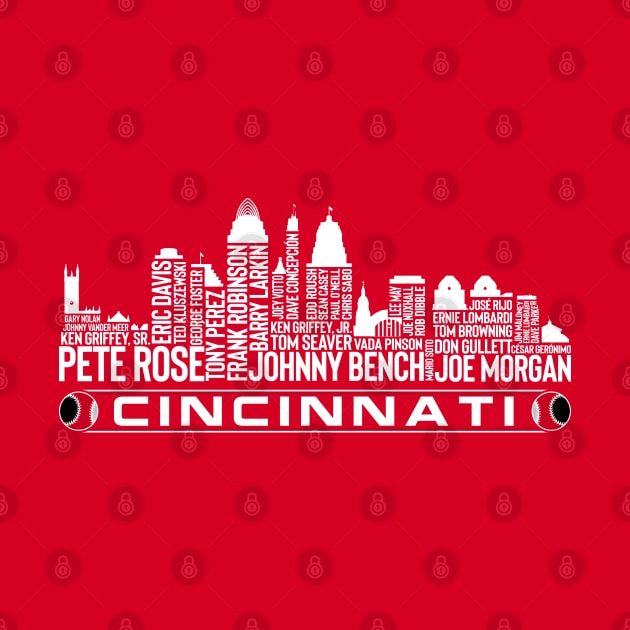 Cincinnati Baseball Team All Time Legends, Cincinnati City Skyline by Legend Skyline