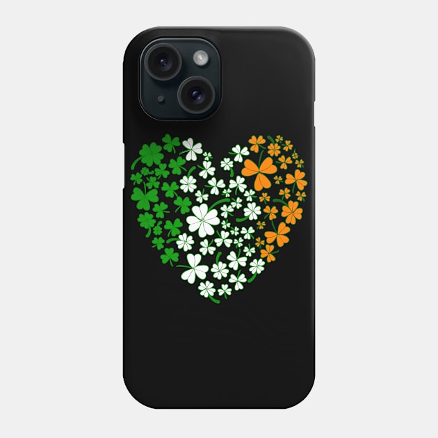 Ireland Lover and Fan Irish Flag Heart Shamrocks Phone Case by Mewzeek_T