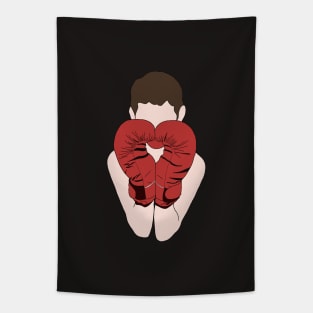 Boxer with Red Gloves - A Boxer wearing Boxing Gloves Tapestry