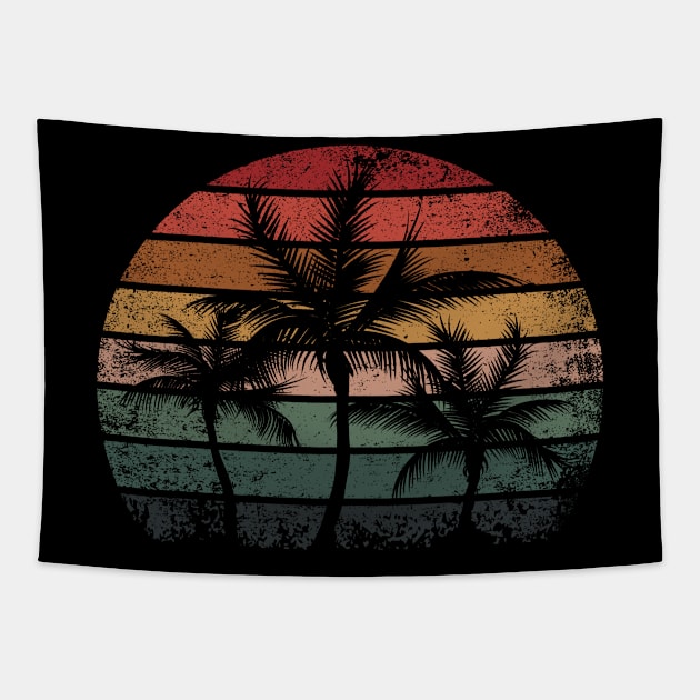 Palm Tree Retro Style Tropical Beach Tapestry by folidelarts