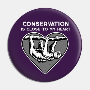 Sloth Conservation Heart Pin